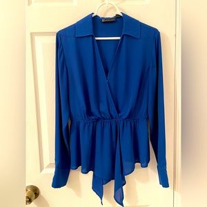 NY&Co Asymmetrical Blue Blouse